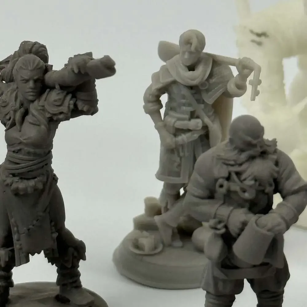 Lot of 3D Printed Fantasy RPG Tabletop Miniatures and Bases Unpainted